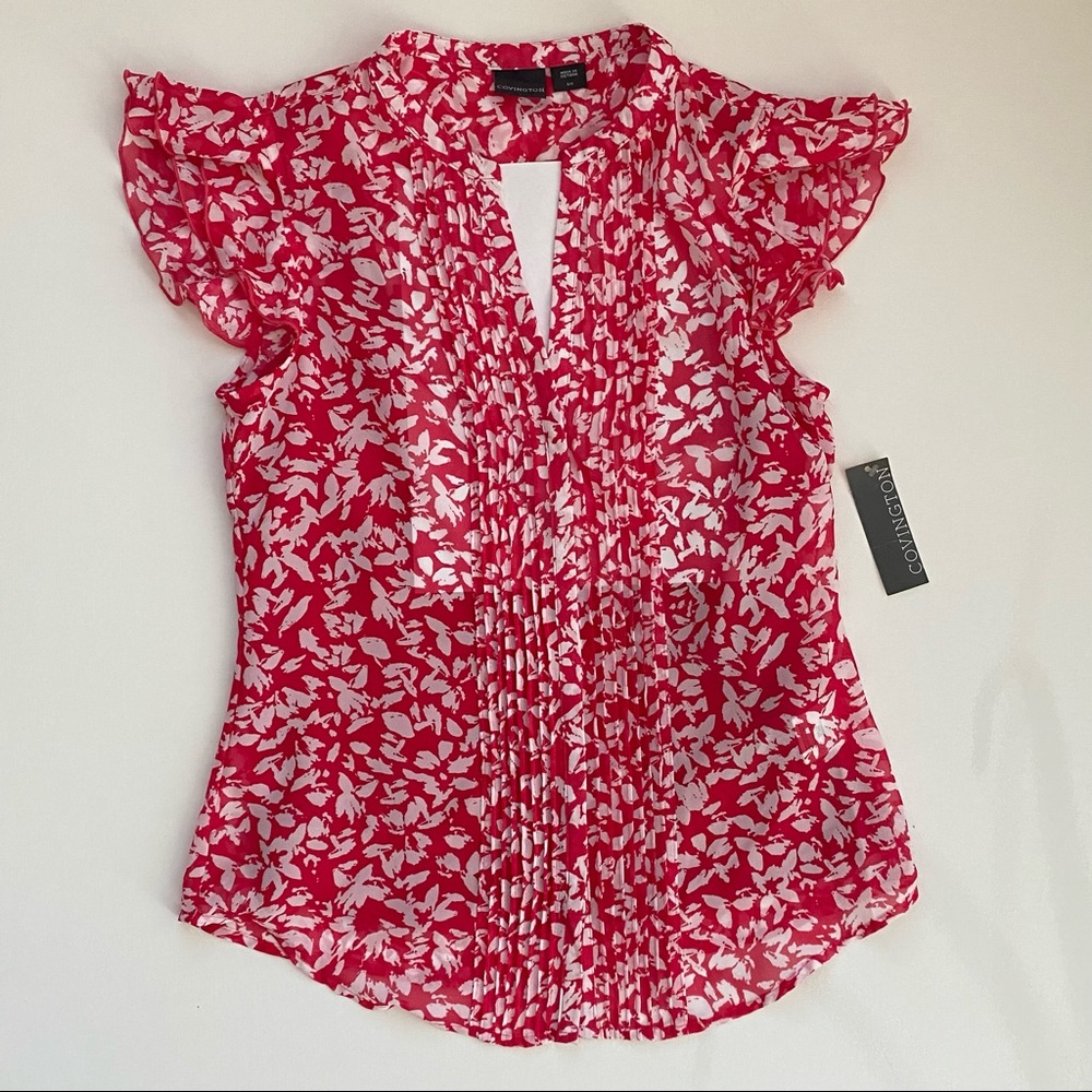 NWT Covington Short Sleeve Floral Chiffon Shirt